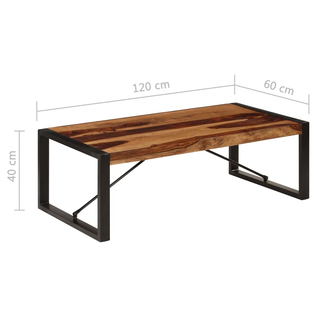 Black Coffee Table 47.2"x23.6"x15.7" Solid Sheesham Wood W380432