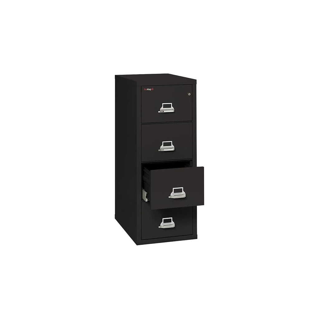 Fireproof Vertical File Cabinet 4 Letter Sized Drawers Black N77456