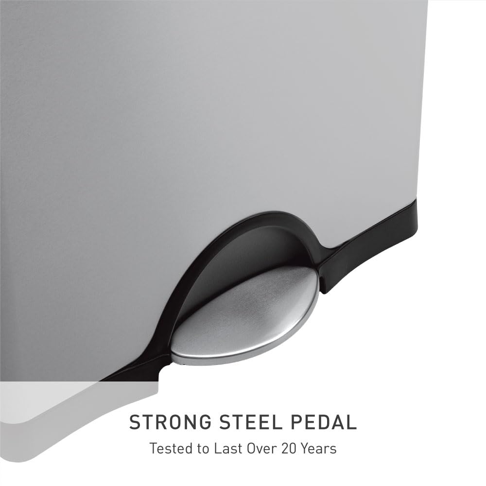 50 Liter Rectangular Brushed Stainless Steel Step Trash Can W257