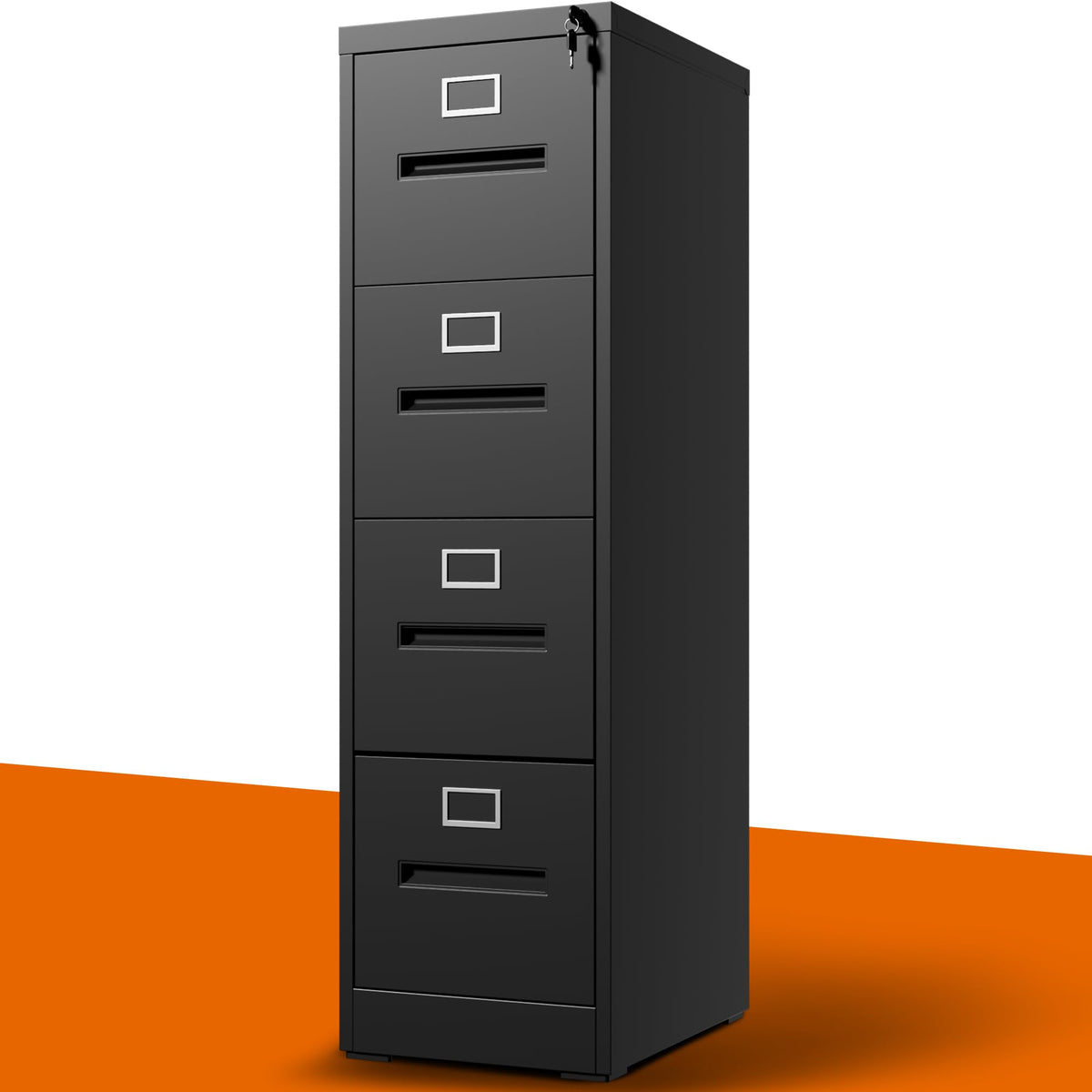 Black 4 Drawer Metal File Cabinet with Lock E408