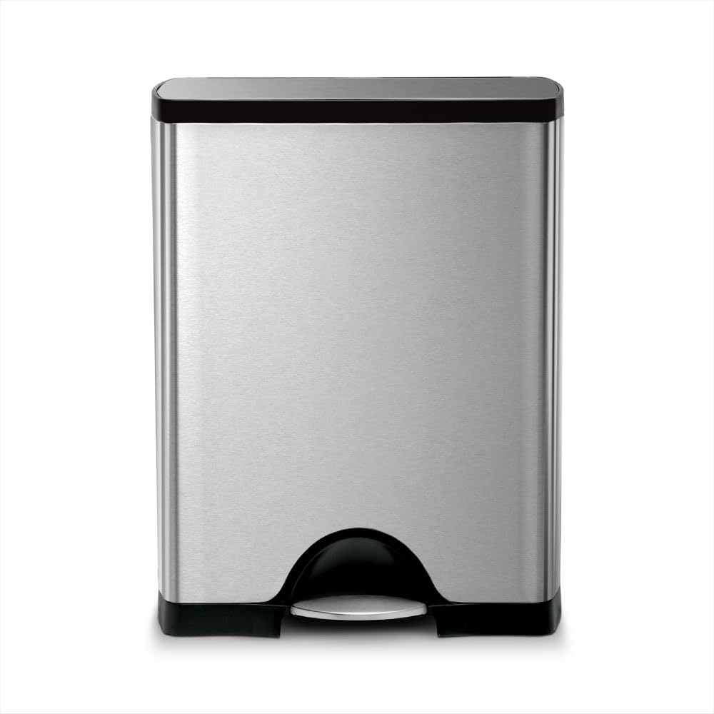 50 Liter Rectangular Brushed Stainless Steel Step Trash Can W257