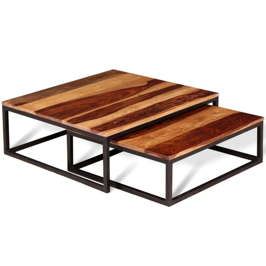 Set of 2 Solid Sheesham Wood Nesting Coffee Table U527
