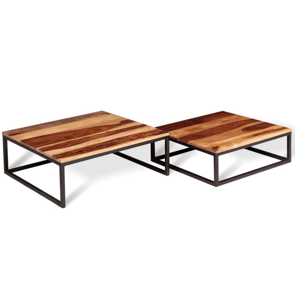 Set of 2 Solid Sheesham Wood Nesting Coffee Table U527