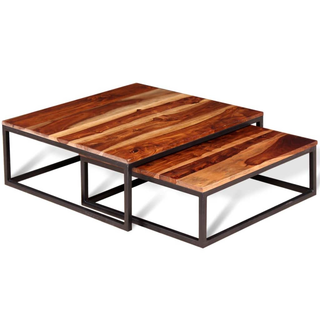 Set of 2 Solid Sheesham Wood Nesting Coffee Table U527