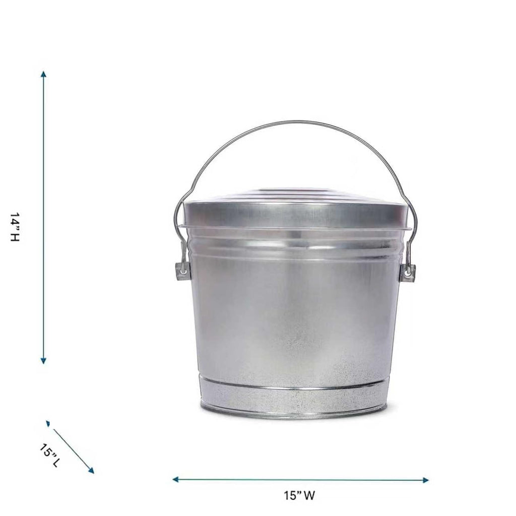 6 Gallon Galvanized Metal Trash Can with Lid E8408
