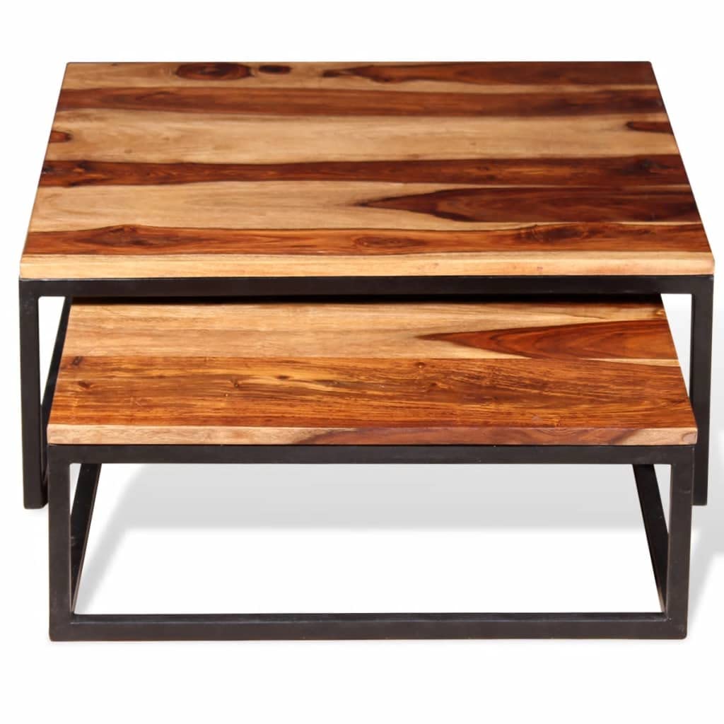 Set of 2 Solid Sheesham Wood Nesting Coffee Table U527