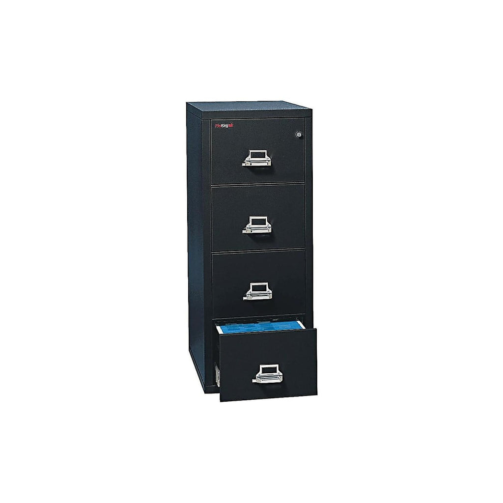 Fireproof Vertical File Cabinet 4 Letter Sized Drawers Black N77456