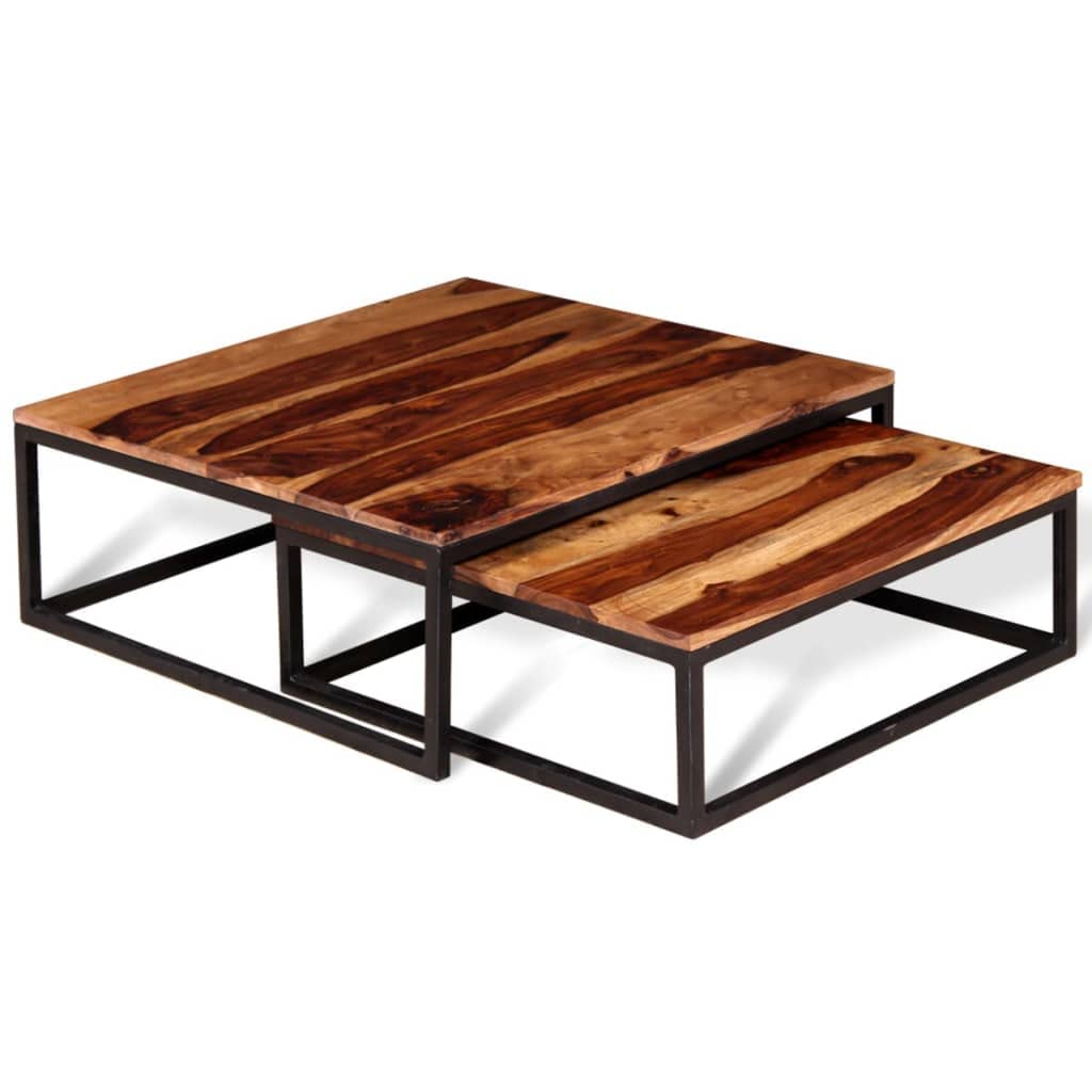 Set of 2 Solid Sheesham Wood Nesting Coffee Table U527