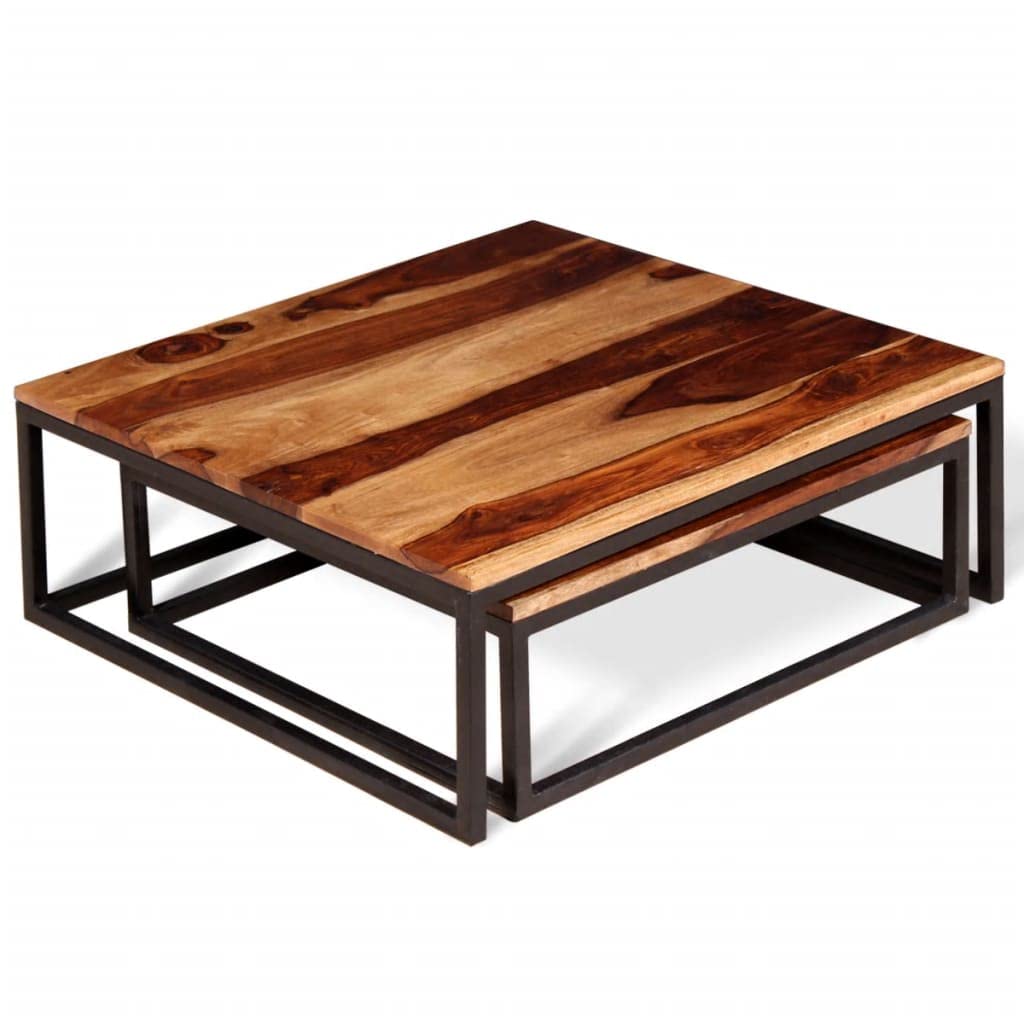 Set of 2 Solid Sheesham Wood Nesting Coffee Table U527