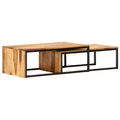 Brown Set of 2 Solid Sheesham Wood Nesting Coffee Tables I912