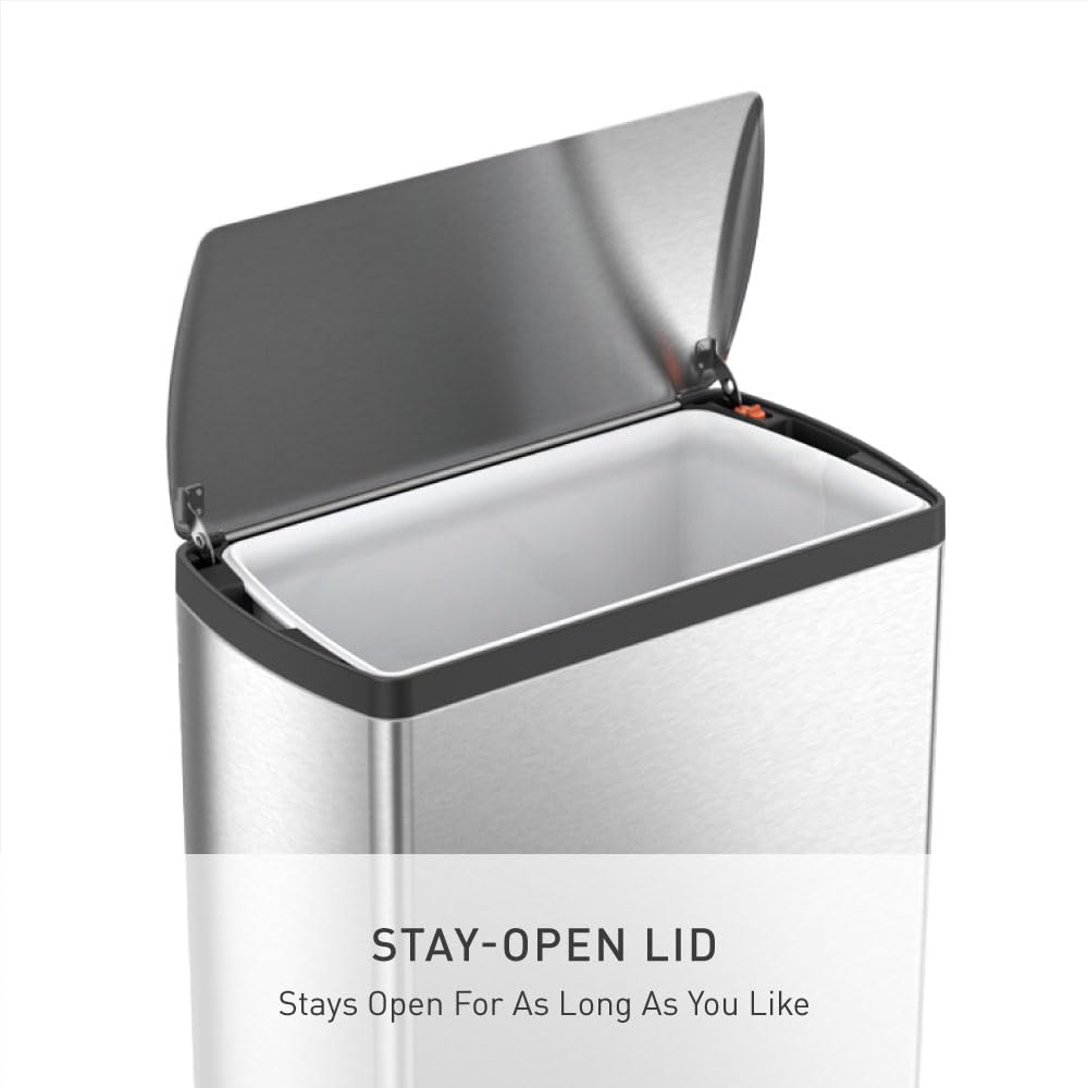 50 Liter Rectangular Brushed Stainless Steel Step Trash Can W257