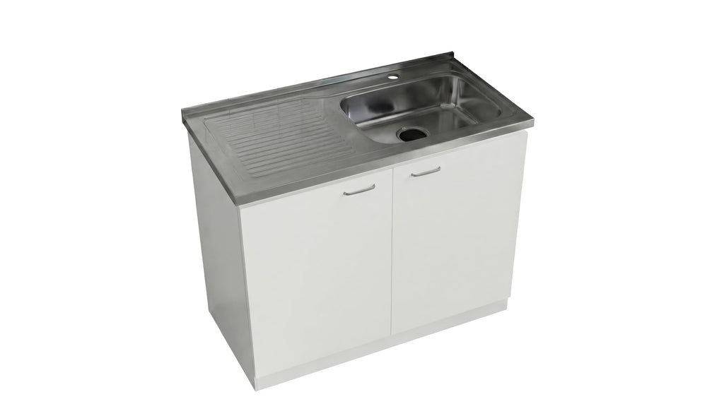 White 39 in Kitchen Sink Cabinet with Stainless Steel Top X86612