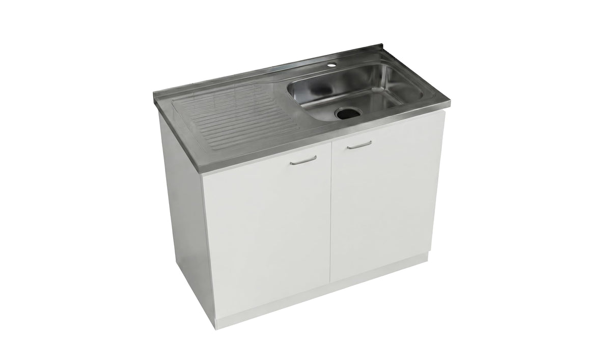 White 39 in Kitchen Sink Cabinet with Stainless Steel Top X86612