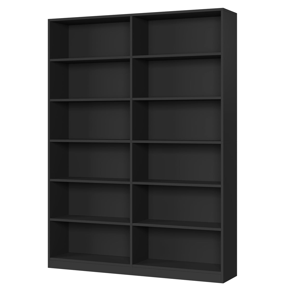 Black 6-Tier Double Wide Bookshelf C8588