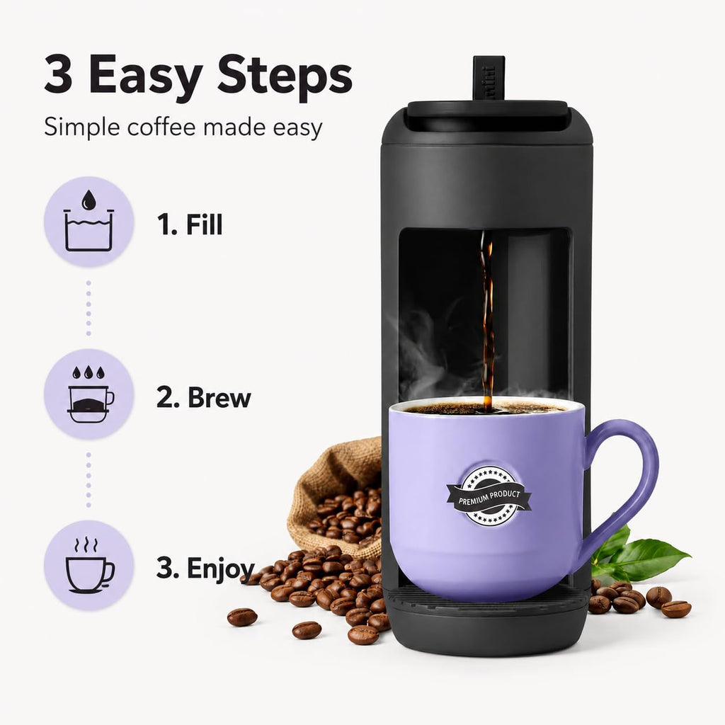 Single Serve K Cup Coffee Maker 12 oz Matte Black S25061