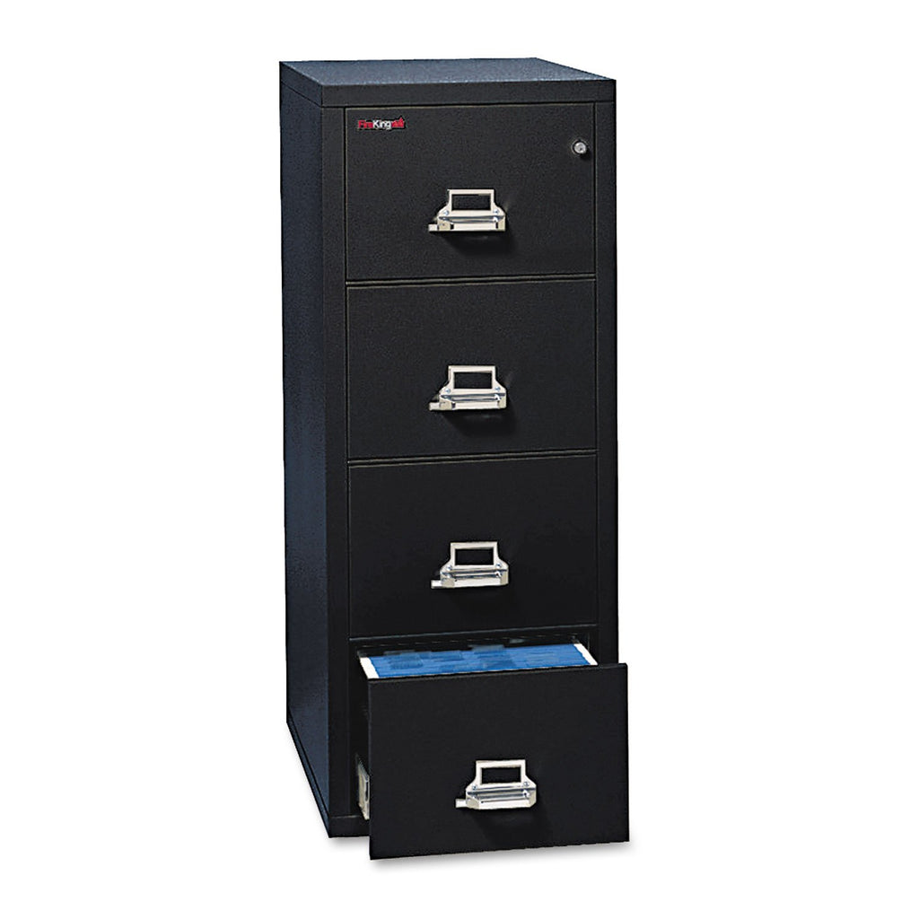 Fireproof Vertical File Cabinet 4 Letter Sized Drawers Black N77456