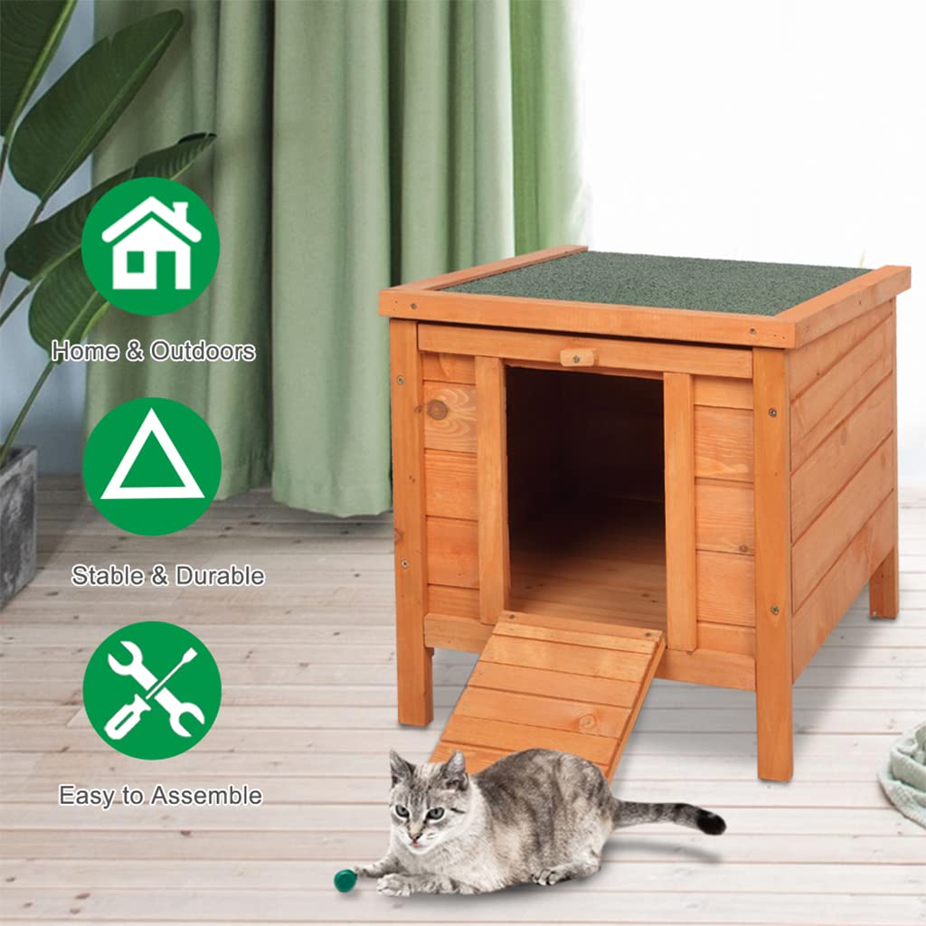 Weatherproof Wooden Cat House L17775