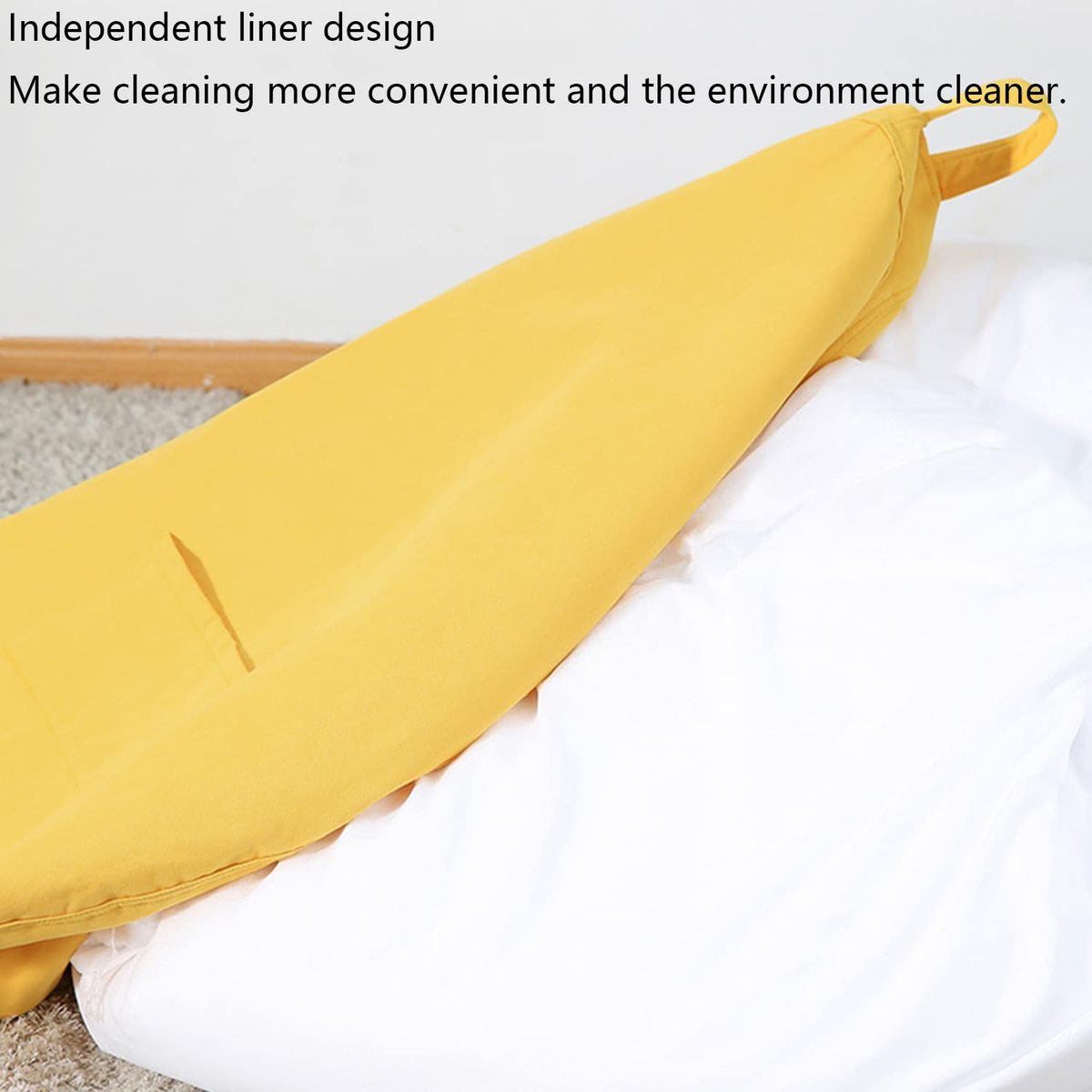 Yellow Bean Bag Chair Cover Only Washable Stuffed Animal Storage 90x110cm B2171