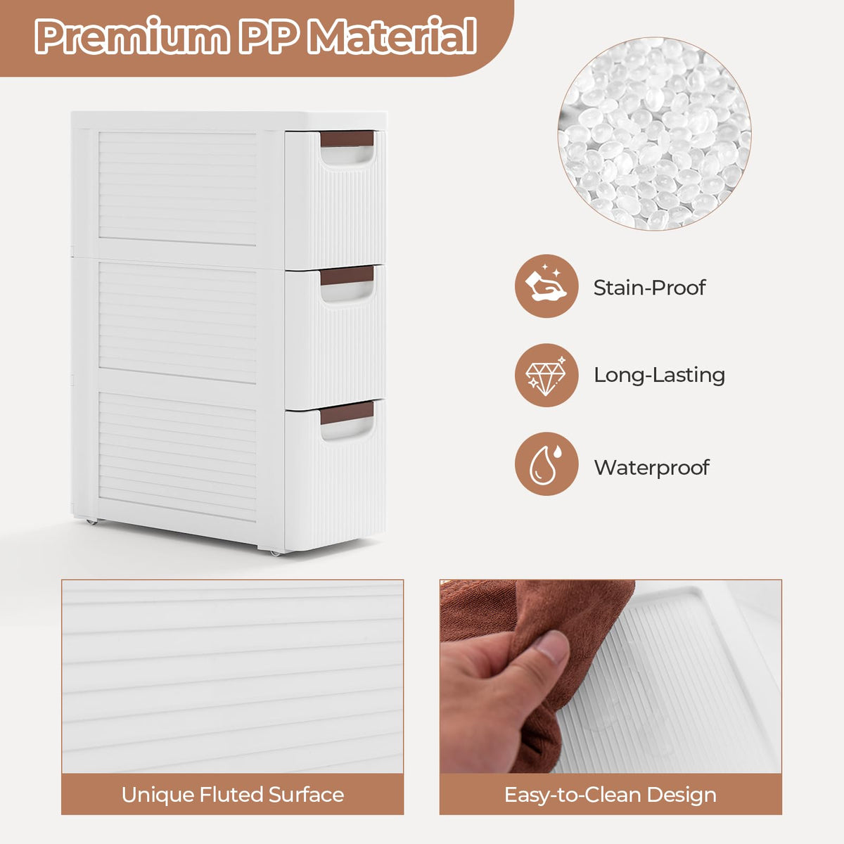 White 3 Drawer Narrow Storage Cabinet A46685