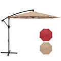 9.8ft Blue Offset Cantilever Patio Umbrella with Crank & Cross Base Y238054