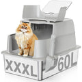 XXXL Stainless Steel Cat Litter Box with Lid S7233