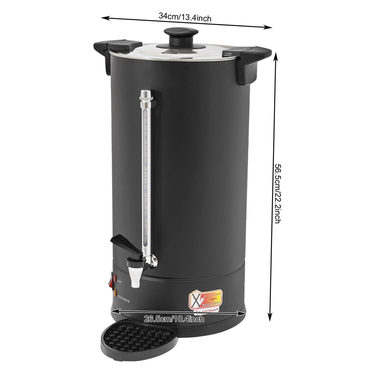 25L Stainless Steel Coffee Urn Hot Water Dispenser Commercial Electric Brewer with Drip Tray Black U65963