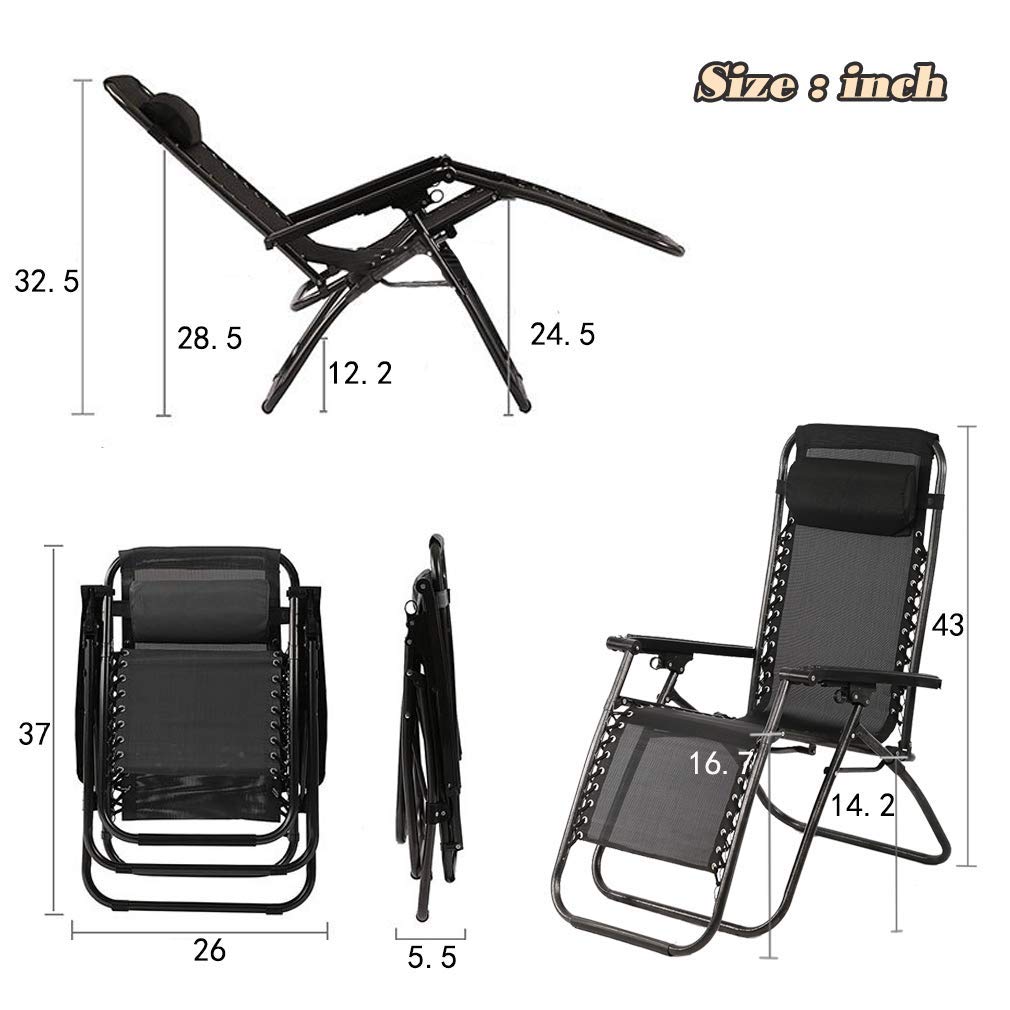 Black Zero Gravity Lounge Chair with Pillow & Cup Holder D53649