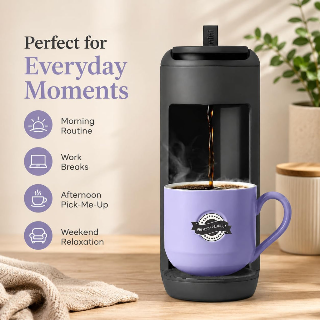 Single Serve K Cup Coffee Maker 12 oz Matte Black S25061