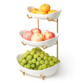 3 Tier White Ceramic Fruit Bowl Y7968