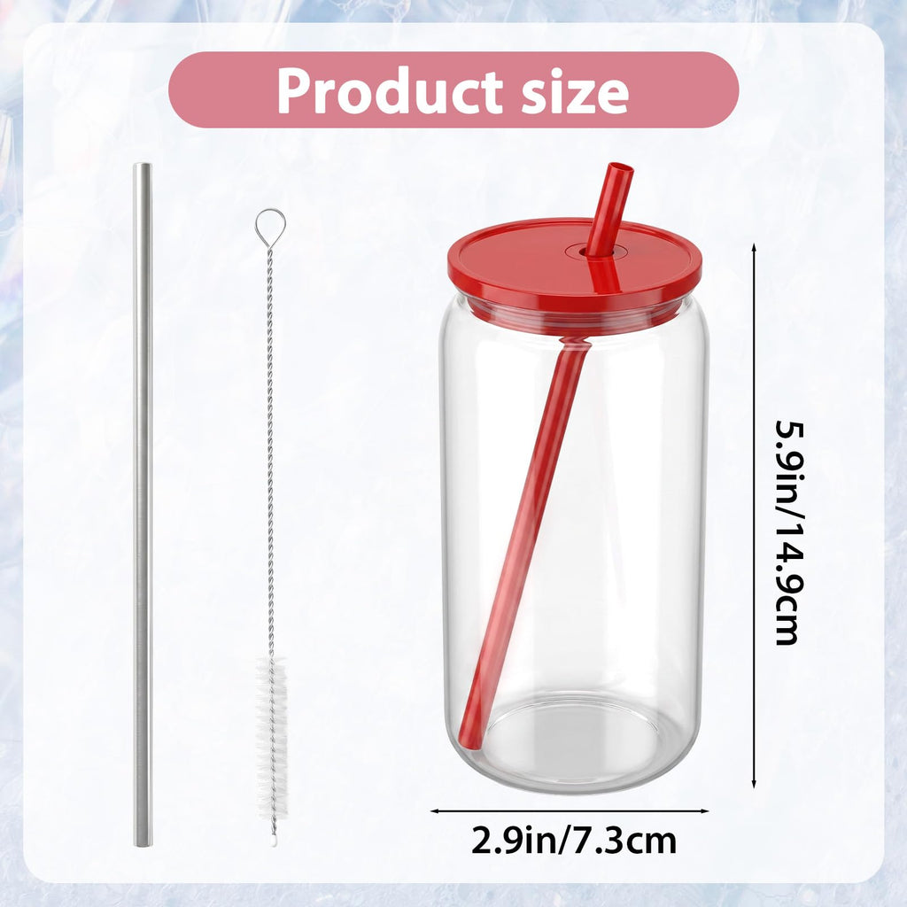 16oz Acrylic Cups with Lids and Straws, 6pcs Clear Plastic Tumbler Set N19237