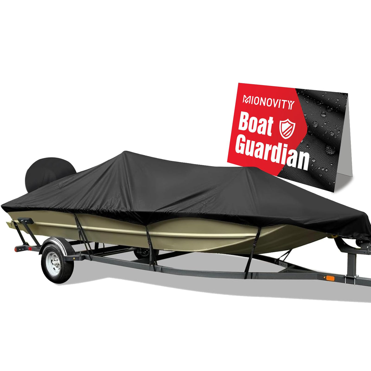 1200D Heavy Duty Waterproof Boat Cover 14-16ft Black P113
