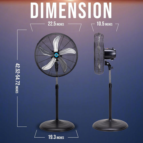 20 Inch High Velocity Oscillating Pedestal Fan F547