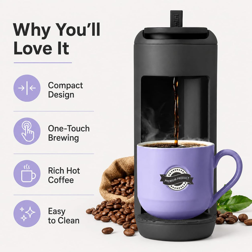 Single Serve K Cup Coffee Maker 12 oz Matte Black S25061