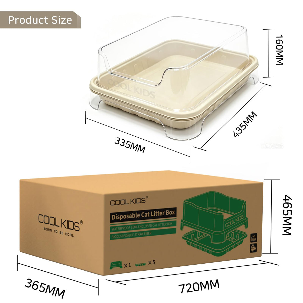 1+5 Pack Disposable Litter Boxes for Cats F5097