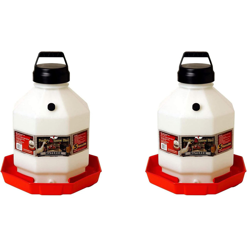 5 Gallon Hanging Automatic Poultry Waterer Dispenser, 2-Pack D298