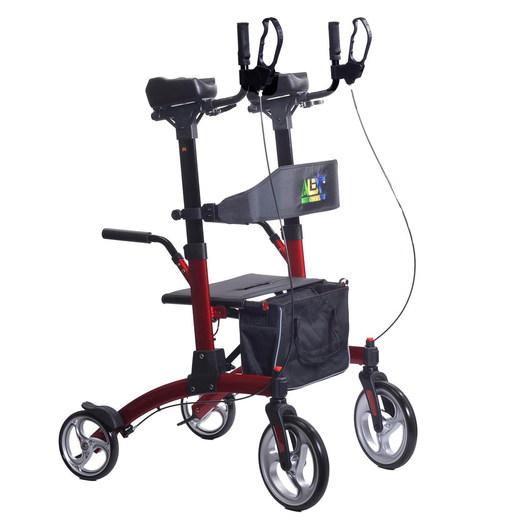 Red Aluminum Rollator with Loop Brakes V50332