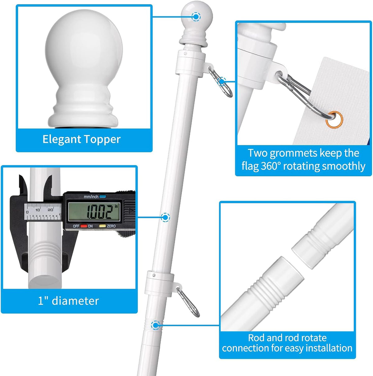 6 FT Stainless Steel Tangle Free Flag Pole Kit P49686