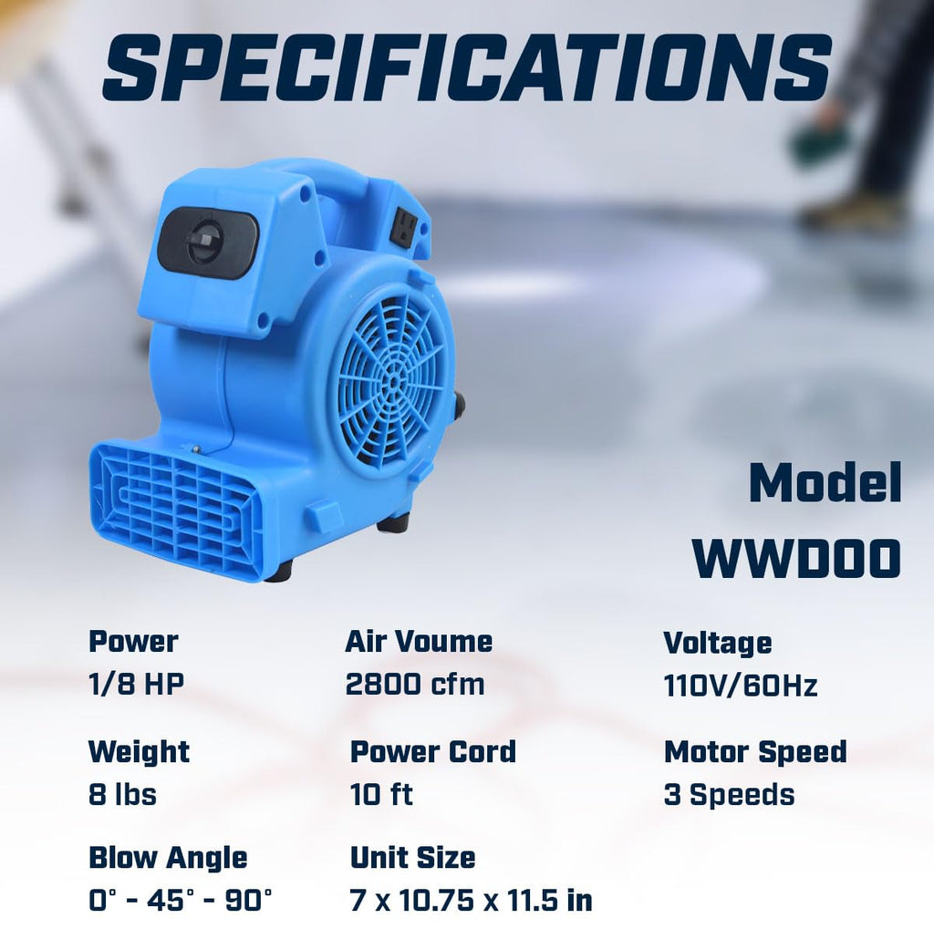 1/8 HP 600 CFM Air Mover Carpet Dryer Floor Fan A660186