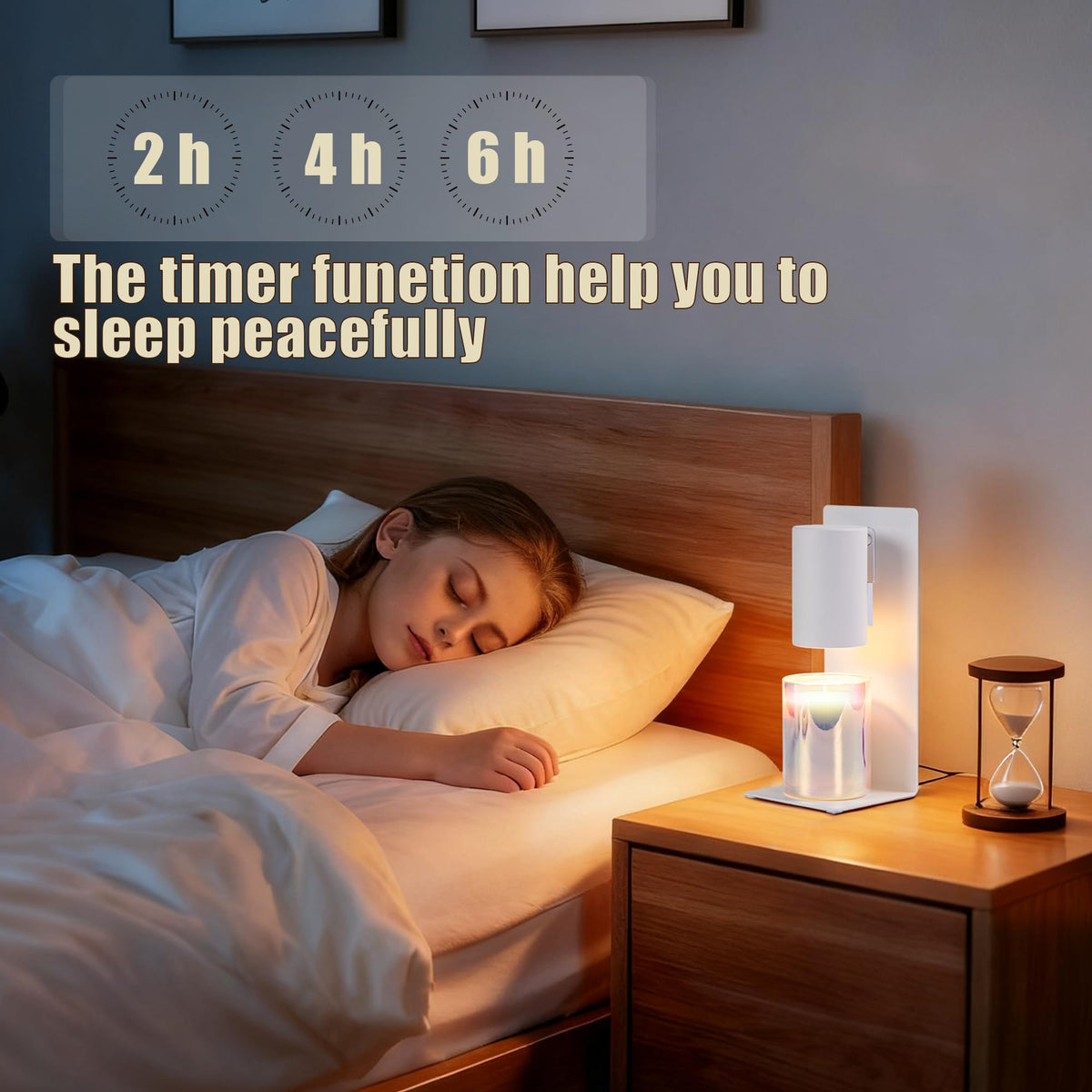 White Candle Warmer Lamp with Timer M7675