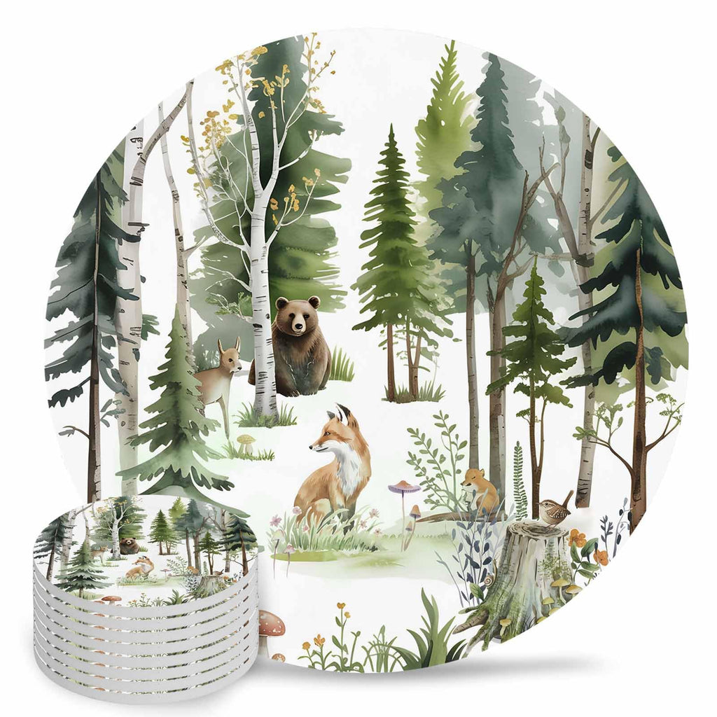 Absorbent Stone Ceramic Coaster with Cork Back, Set of 8 K41814
