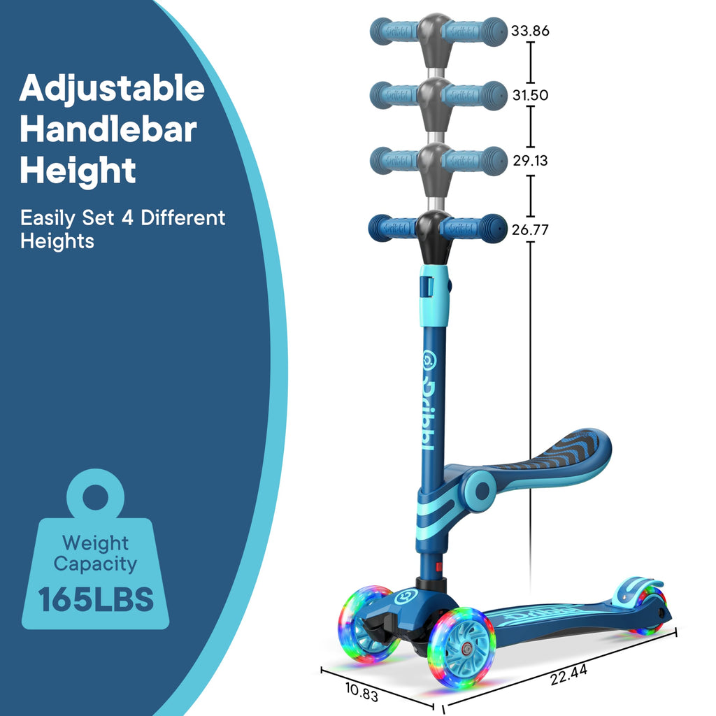 Blue 3 Wheel Scooter with Seat for Kids D685