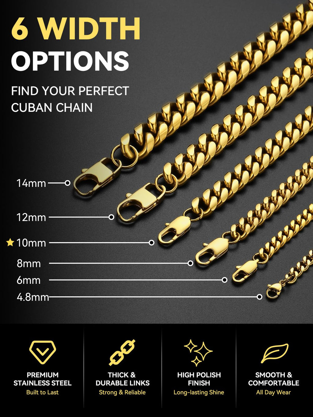 Stainless Steel Cuban Link Chain Necklace H24723