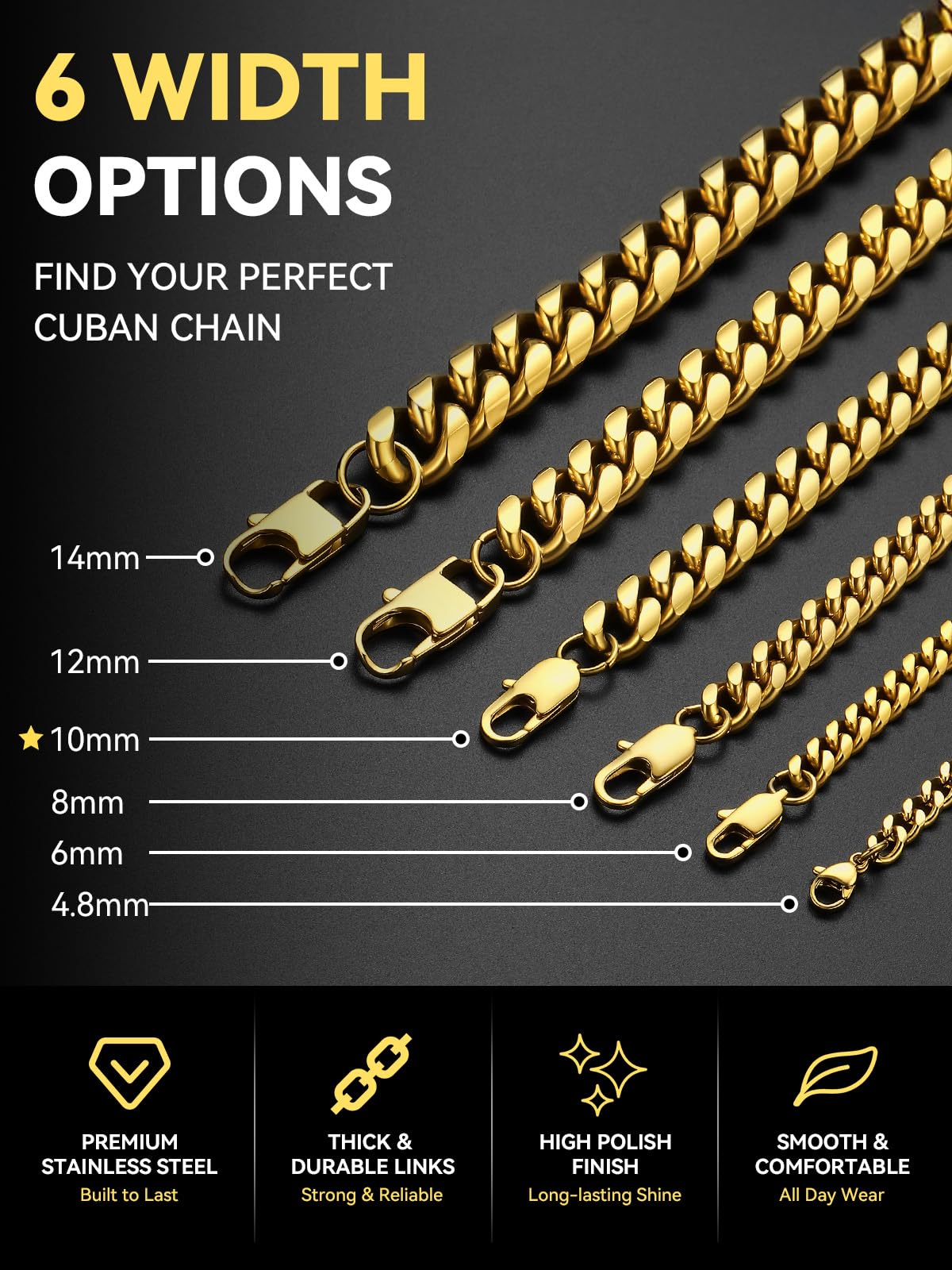 Stainless Steel Cuban Link Chain Necklace H24723