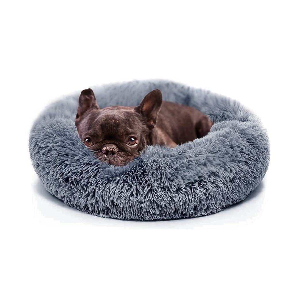 Small Anti-Anxiety Machine Washable Fluffy Round Dog Bed P410