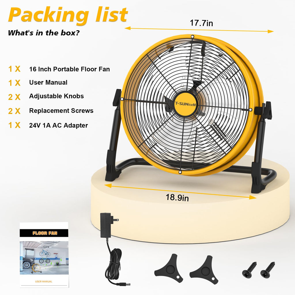 16" Battery Powered Cordless Floor Fan X2323