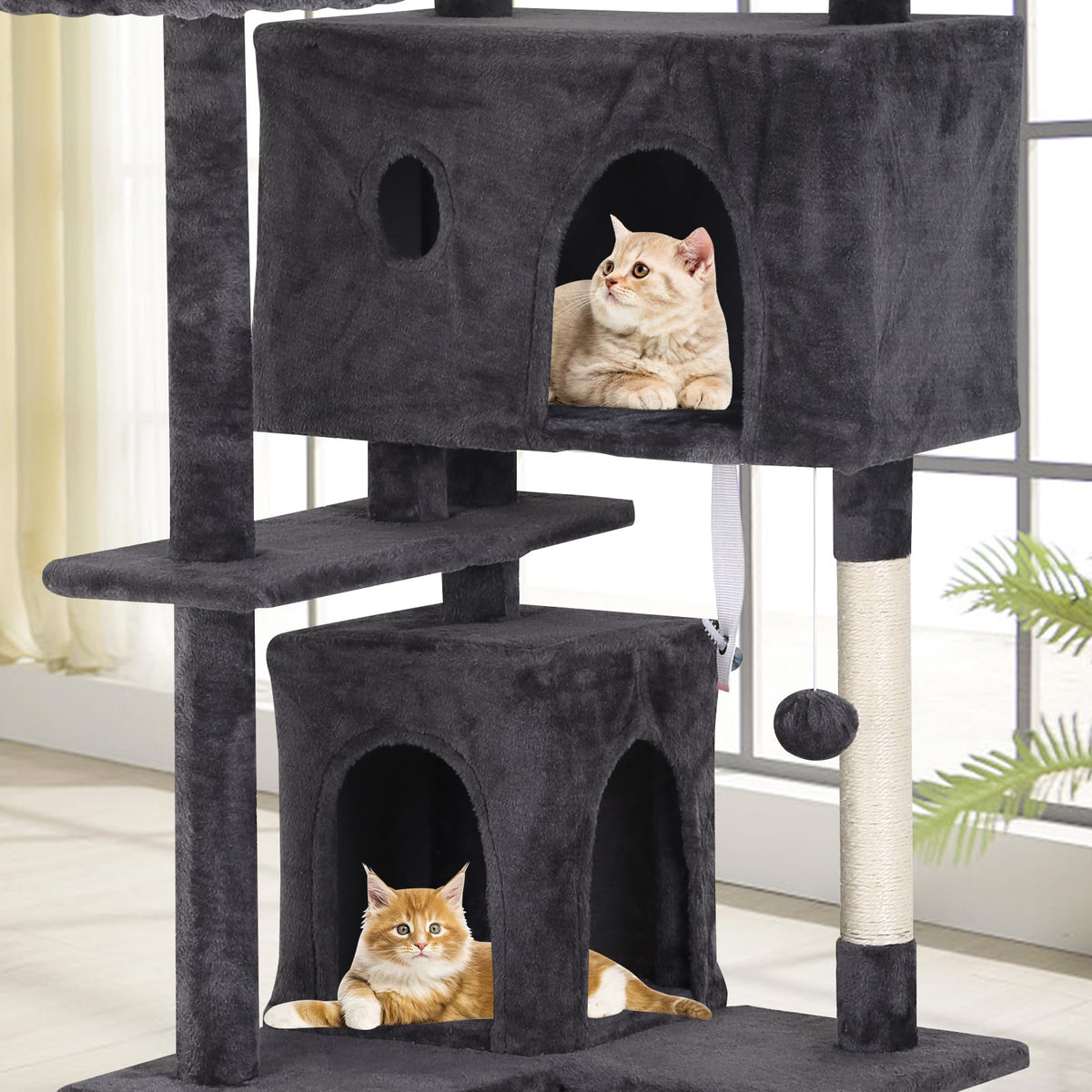 70 Inch Tall Dark Grey Cat Tree Cat Climbing Tower P91003