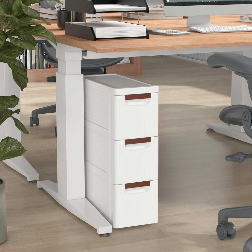 White 3 Drawer Narrow Storage Cabinet A46685
