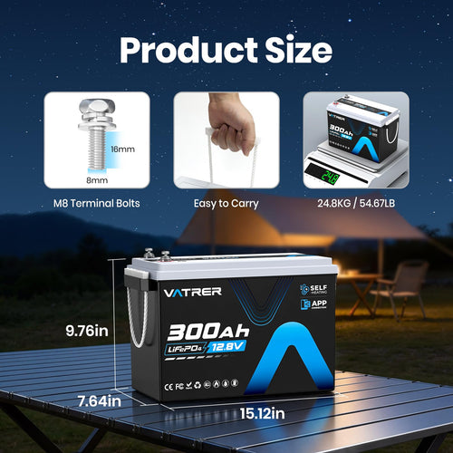 12.8V 300Ah Self-Heating LiFePO4 Lithium Battery V355
