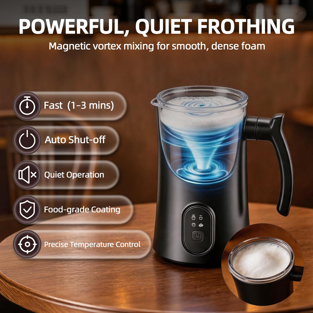 4-in-1 Electric Milk Frother and Steamer Black S27703