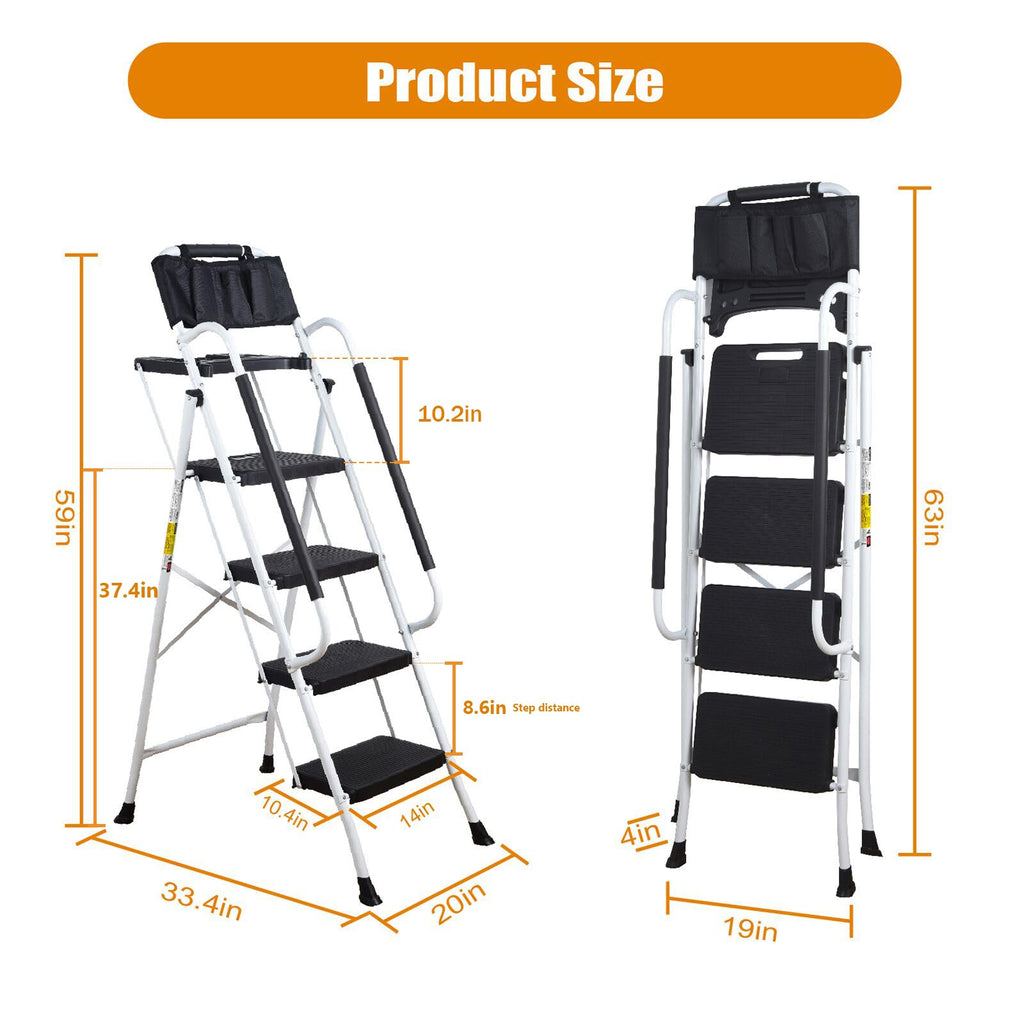 4 Step Ladder with Handrails 330lbs Capacity P5735